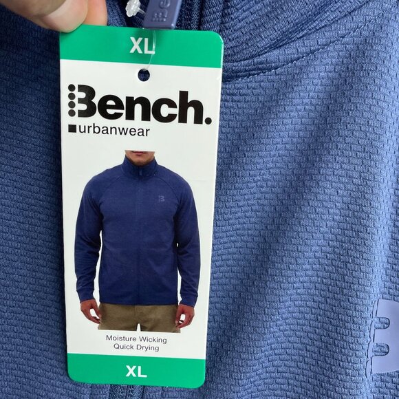 NEW Bench Urbanwear Men's XL Quick Drying Active Sweatshirt Blue Full Zip - Picture 6 of 8